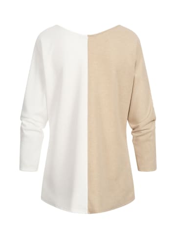 Cloud5ive Cloud5ive 2-Tone Pullover mit Vokuhila Schnitt in beige
