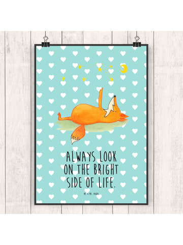 Mr. & Mrs. Panda Bild Fuchs Sterne mit Spruch in Türkis Pastell