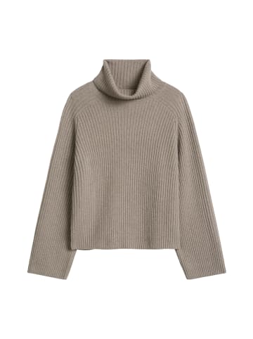 Marc O'Polo Gerippter Rollkragen-Pullover loose in Stone Taupe Melange