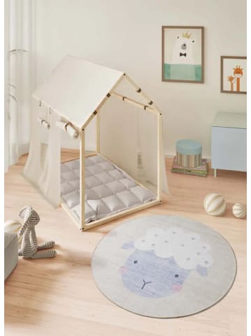 Atticgo Waschbarer Kinderteppich CANDY rund in creme