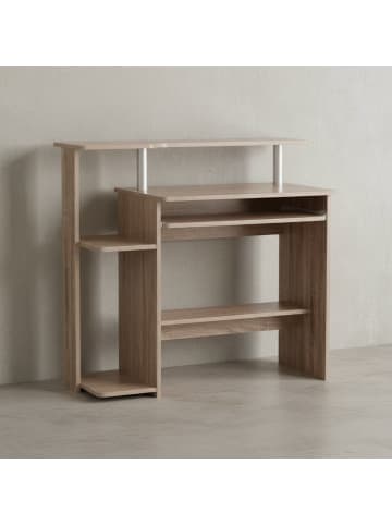 KADIMA DESIGN Computertisch ELBTRAUM | Tastaturauszug, Große Arbeitsfläche, Modern in Beige