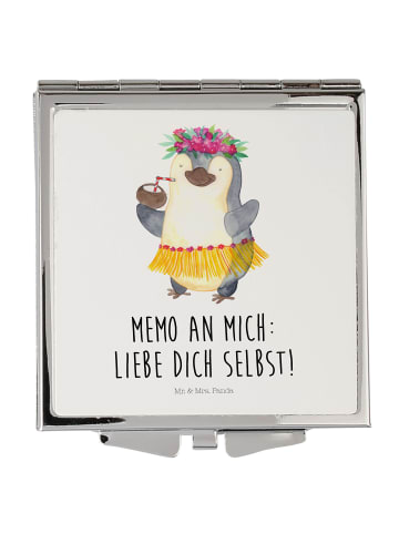 Kleiner Spiegel Pinguin Kokosnuss mit Spruch in Weiß