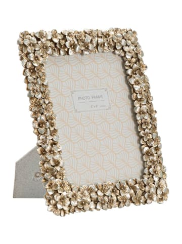 Mauro Ferretti Silberner Harzrahmen mit Blumenmuster, 21,5 x 2 x 26,5 cm
