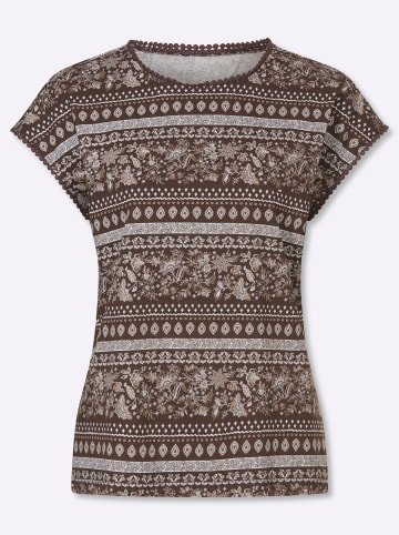 Sieh an! Kurzarm-Shirt in schoko-beige-bedruckt