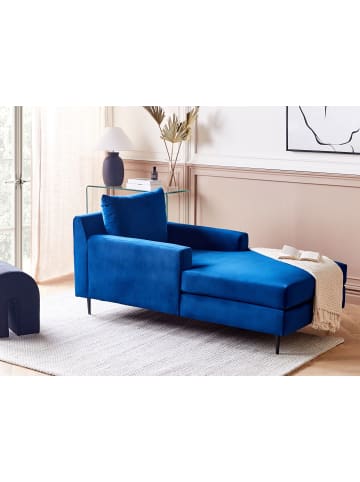 Beliani Chaiselongue GUERET in Blau/Schwarz - (W) 88 x (H) 73 x (L) 165 cm