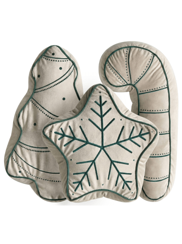 Beliani 3er-Set Dekokissen JOLLYTRIO in Beige/Grün