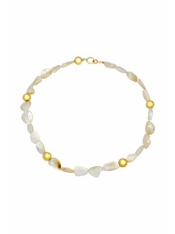 Gemshine Perlenkette Zuchtperlen Perlmutt in gold coloured