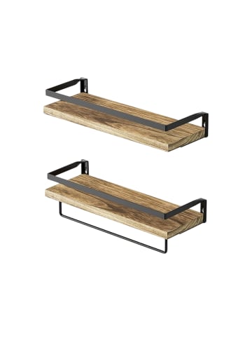 relaxdays 2-tlg. Wandregal-Set in Natur/ Schwarz