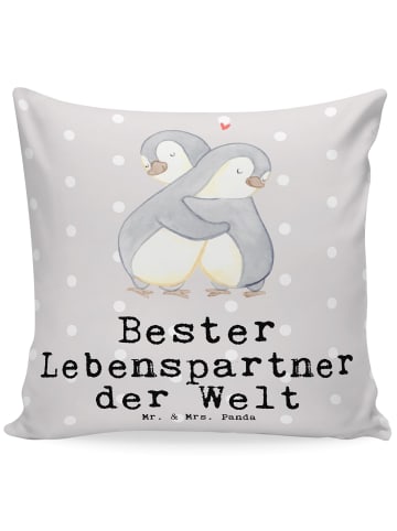 Mr. & Mrs. Panda Kopfkissen Pinguin Bester Lebenspartner der Wel... in Grau Pastell