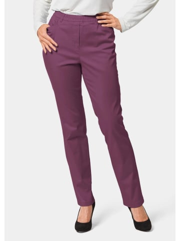 GOLDNER Baumwollhose mit Dehnbund in aubergine