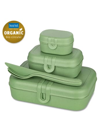 koziol PASCAL READY - Lunchbox-Set + Besteck-Set in nature leaf green