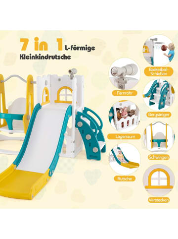 COSTWAY Kinder Rutsche mit Klettergerüst & Schaukel in Gelb