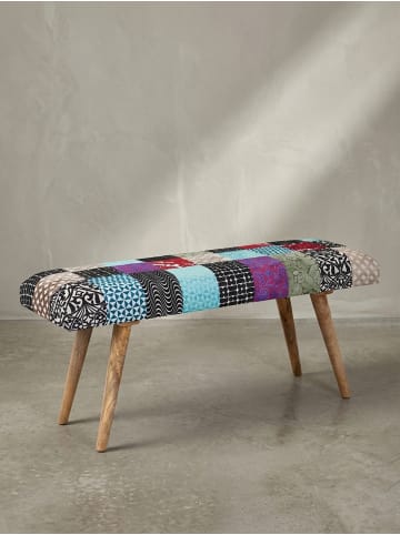 KADIMA DESIGN Sitzbank | Samt, 117x51x38cm, Patchwork, Modern