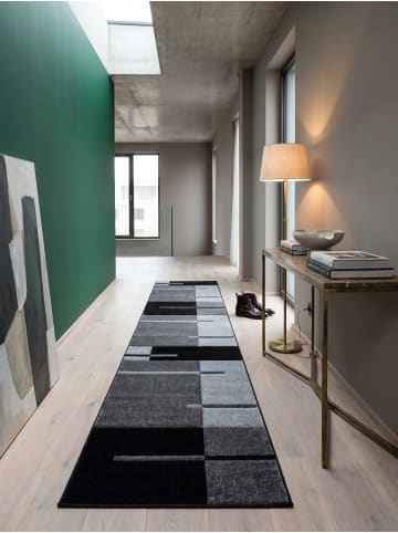 KADIMA DESIGN Teppich Kurzflor Waschbar Karo LATEMAR Strapazierfähig OEKO-TEX in Grau