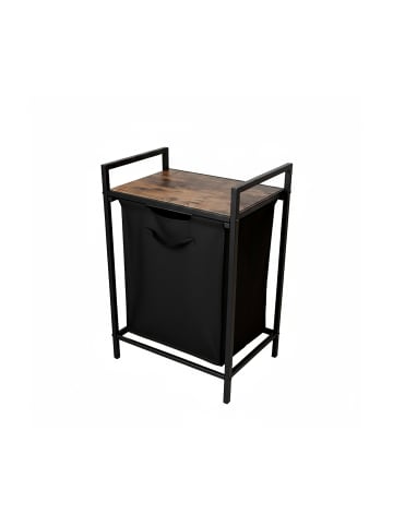 relaxdays Wäschesammler in Schwarz/ Braun - 65 L