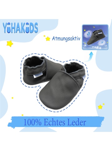 Yihakids Baby Krabbelschuhe aus Leder, weiche Lauflernschuhe mit rutschfester Sohle 