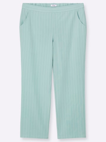 sheego Hose lang in kalkmint-ecru-gestreift