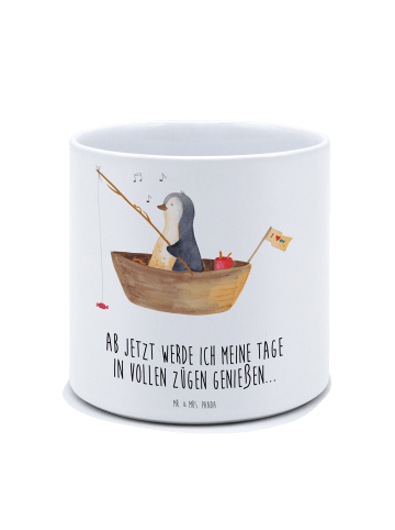 Mr. & Mrs. Panda Pflanzkübel Pinguin Angelboot mit Spruch in Weiß