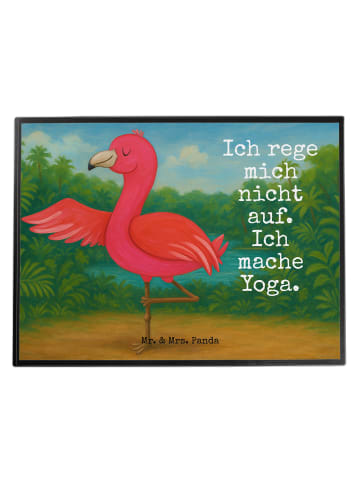 Mr. & Mrs. Panda Schreibunterlage Flamingo Yoga Design mit Spruch in Weiß