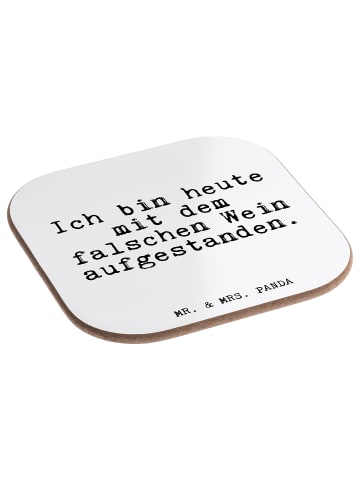 Mr. & Mrs. Panda Glasuntersetzer Ich bin heute mit... mit Spruch in Weiß