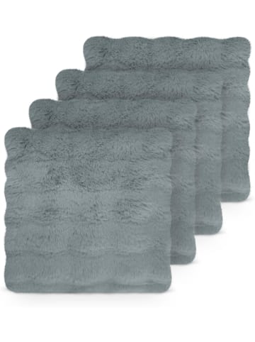 Aspero 4er Set Kissenbezüge aus Fellimität 45x45 cm Milan in Dunkelgrau