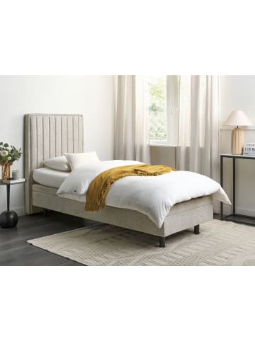Beliani Einzelbett CASTELLAN in Beige/Schwarz - (W) 90 x (H) 120 x (L) 216 cm