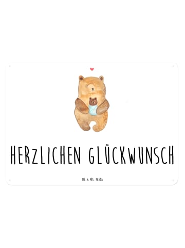 Mr. & Mrs. Panda Blechschild Bär Baby mit Spruch in Weiß