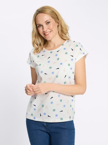Sieh an! Rundhalsshirt in ecru-himmelblau-bedruckt