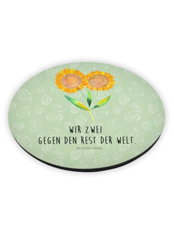 Mr. & Mrs. Panda Rund Magnet Blume Sonnenblume mit Spruch in Blattgrün