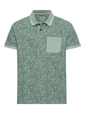 Camel Active Piqué Poloshirt aus reiner Baumwolle mit floralem Allover-Print in Grün