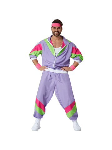 tectake Herrenkostüm  Retro 80er 90er Jahre Jogginganzug  Bunter Retro-Style: Jacke und