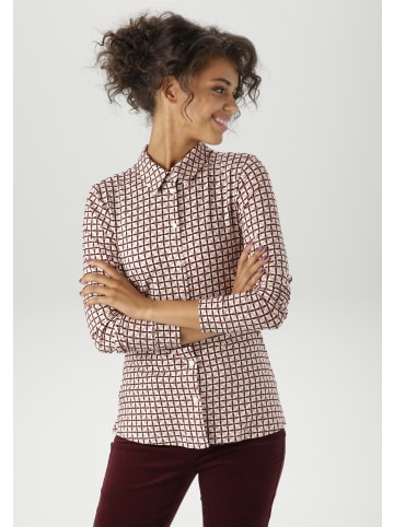 Aniston CASUAL Hemdbluse in bordeaux-wollweiß-rostorange-schwarz