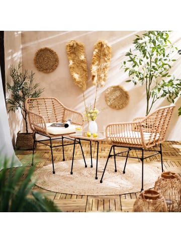 home24 Balkonset Salor 3-teilig in Beige / Schwarz