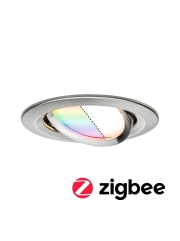 paulmann LED Einbaustrahler Nova Plus ZigBee 1er Set rund RGBW in Eisen gebürstet - Ø84m