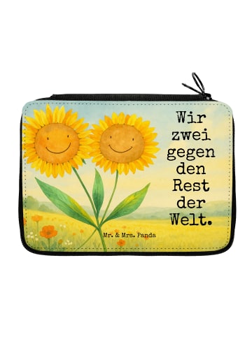 Mr. & Mrs. Panda Federmappe Blume Sonnenblume Design mit Spruch in Weiß