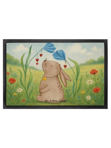 Mr. & Mrs. Panda Fußmatte Hase Blume Design ohne Spruch in Weiß