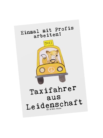 Mr. & Mrs. Panda Ansichtskarte Taxifahrer Leidenschaft mit Spruch in Weiß