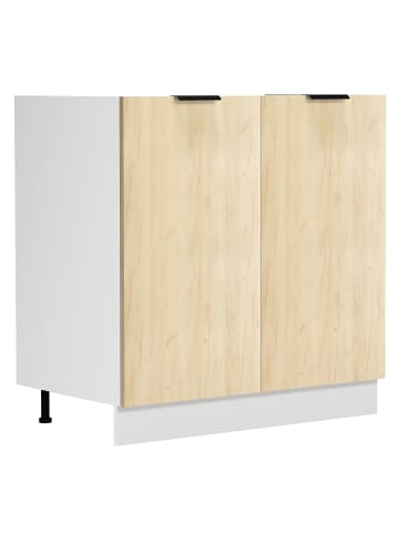 VCM  Spülunterschrank Breite 80 cm Spülenschrank Fasola in Weiß / Honig-Eiche