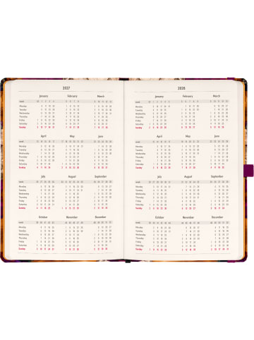 NOTIQUE Planbook Notizbuch 2027 mit Gummiband in Vintage-Blumen - 13 x 21 cm