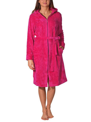 Aquarti Aquarti Damen Bademantel mit Reißverschluss Lang in pink