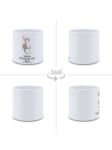 Mr. & Mrs. Panda Blumenkübel Pinguin Bestes Stiefkind der Welt m... in Weiß