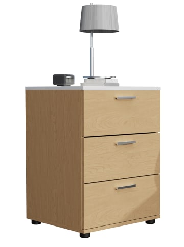 VCM Holz Nachtschrank Nachttisch Schublade Testalo in Honig-Eiche / Weiß