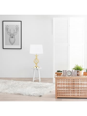 relaxdays Tischlampe in Gold/ Weiß - (H)43,5 x Ø25 cm
