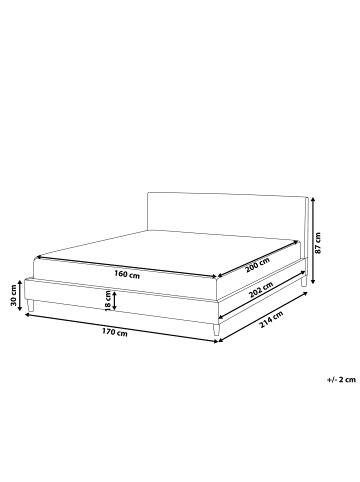 Beliani 3-tlg Doppelbett FITOU in Grau/Braun