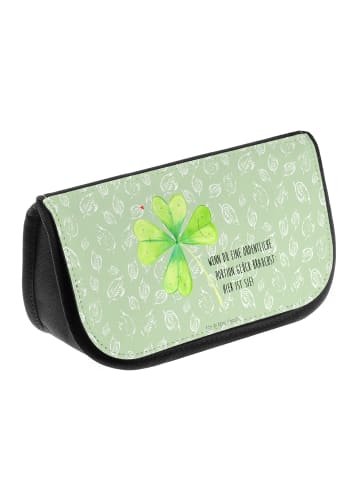Mr. & Mrs. Panda Waschtasche Blume Kleeblatt mit Spruch in Blattgrün
