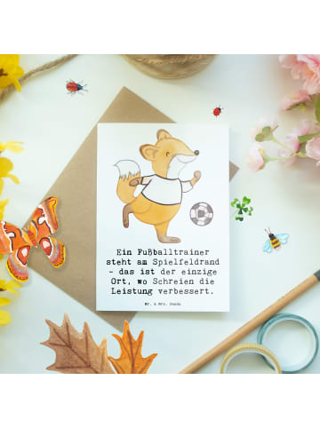 Mr. & Mrs. Panda Klappkarte Fußballtrainer Energie mit Spruch in Weiß