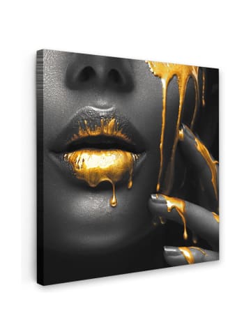 MuchoWow Leinwand bilder Gesicht gold schwarz (BxH)