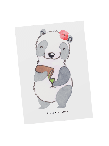 Mr. & Mrs. Panda Postkarte Kneipenwirtin Herz ohne Spruch in Weiß