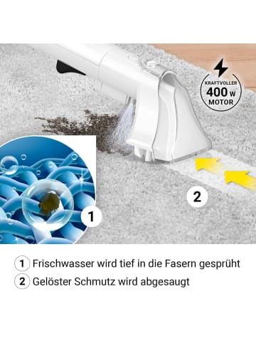 N8WERK Polster- & Teppichreiniger 400W weiß mit Frisch- & Brauchwassertank Weiß