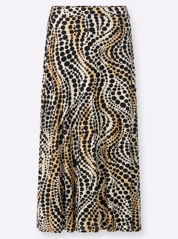 Sieh an! Jersey-Rock in elfenbein-schwarz-bedruckt